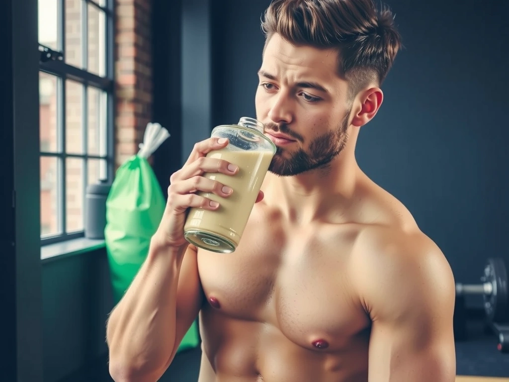Ein Athlet, der nach dem Training einen Protein-Shake trinkt, symbolisiert Sportlerernährung.